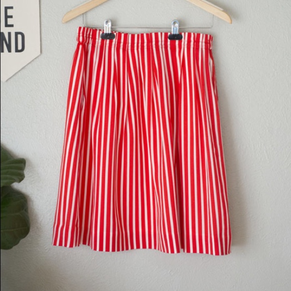 J. Crew Factory Red and White Stripe Skirt